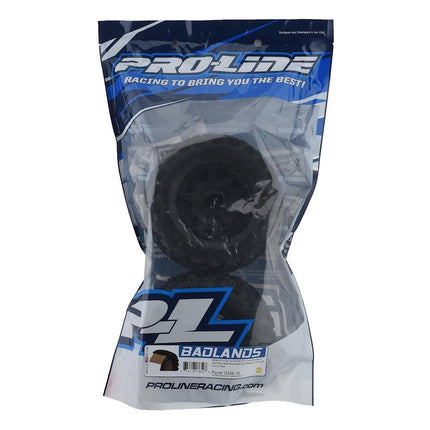 Pro-Line Badlands MX38 HP Belted 3.8" Pre-Mounted Truck Tires (2) (Black) (M2) w/Raid Wheels