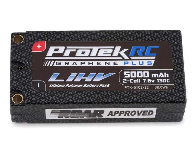 ProTek RC 2S 130C Low IR Si-Graphene + HV Shorty LiPo Battery (7.6V/5000mAh) w/5mm Connectors – ROAR Approved Part #: PTK-5102-22