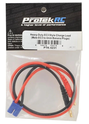 ProTek RC Heavy Duty EC3 Style Charge Lead (Male EC3 to 4mm Banana Plugs)