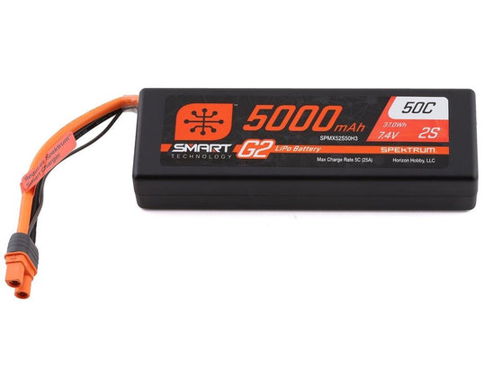 Spektrum RC 2S Smart LiPo 50C Hard Case Battery Pack (7.4V/5000mAh) w/IC3 Connector SPMX52S50H3