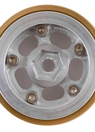 SSD RC SCX24 1.0” Aluminum/Brass 5-Slot Beadlock Wheels (Silver) (2)